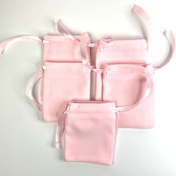 Pink Bag Party Favor Gift Pouch Satin Drawstring Velvet Fabric Satchel Party Pouch Small Goodie Bag Women Party Gift Bag Fabric Change Pouch