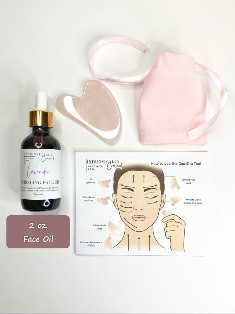 Rose Quartz Gua Sha Facial Tool Skin Natural Face Oil for Sensitive Dry