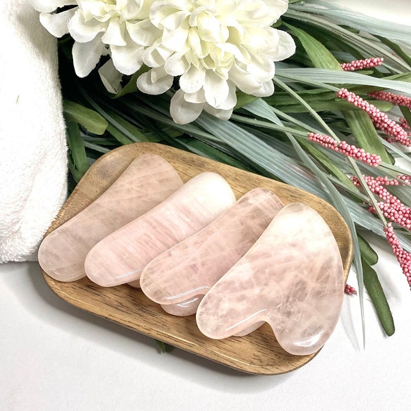 Natural Crystal Rose Quartz Gua Sha Skincare Tool for Puffiness Reduction and Facial Sculpting Gua Sha Stone Facial Massage Skincare Supply