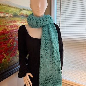 Crochet Turquoise Soft Long Scarf