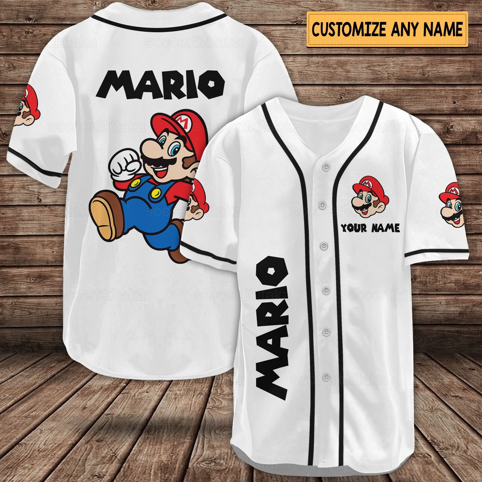 Super Mario Shirt, Super Mario Baseball Jersey, Personalized Mario Baseball Shirt