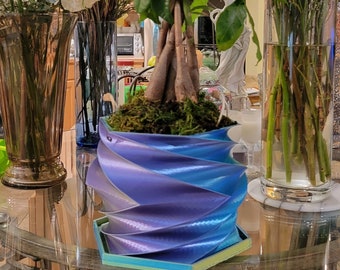 Maceta geométrica moderna en versión seda, impresa en 3D, maceta para suculentas, maceta pequeña para interiores, escritorio, decoración del hogar.