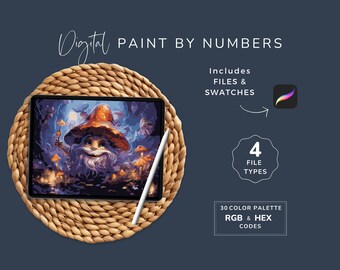 Paint By Numbers Forest Genie, Mystical Creature, Fairytale Art, Digital DIY Painting, Procreate, PNG 30 Colors, Instant Download 198
