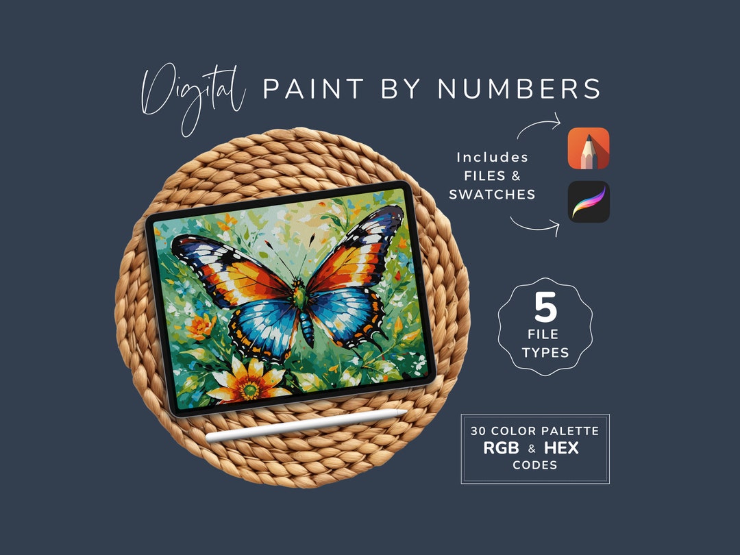 Paint by Numbers Butterfly, Procreate Paint-by-number, DIY Digital Art ...