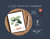 Paint by Numbers Simple, Digital Beginner CBN, Nordic Plant, Botanical Painting, Easy Coloring Pages, 16 Colors PNG, Instant Download WP68
