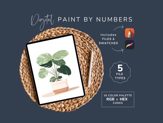 Paint by Numbers Simple, Digital Beginner CBN, Nordic Plant, Botanical Painting, Easy Coloring Pages, 16 Colors PNG, Instant Download WP68