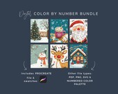 Paint By Numbers Bundle, Christmas Coloring Pages, Digital Holiday Art, Procreate Color-by-Number, 6 Unique Designs, Instant Download, WP450