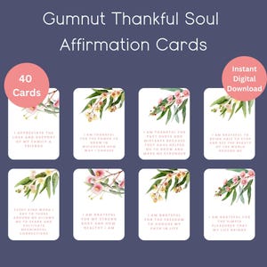 Druckbare Gumnut Floral I AM Affirmationskarten, Set mit 40 Affirmationskarten, positive Affirmationskarten, australisches Blumenmuster