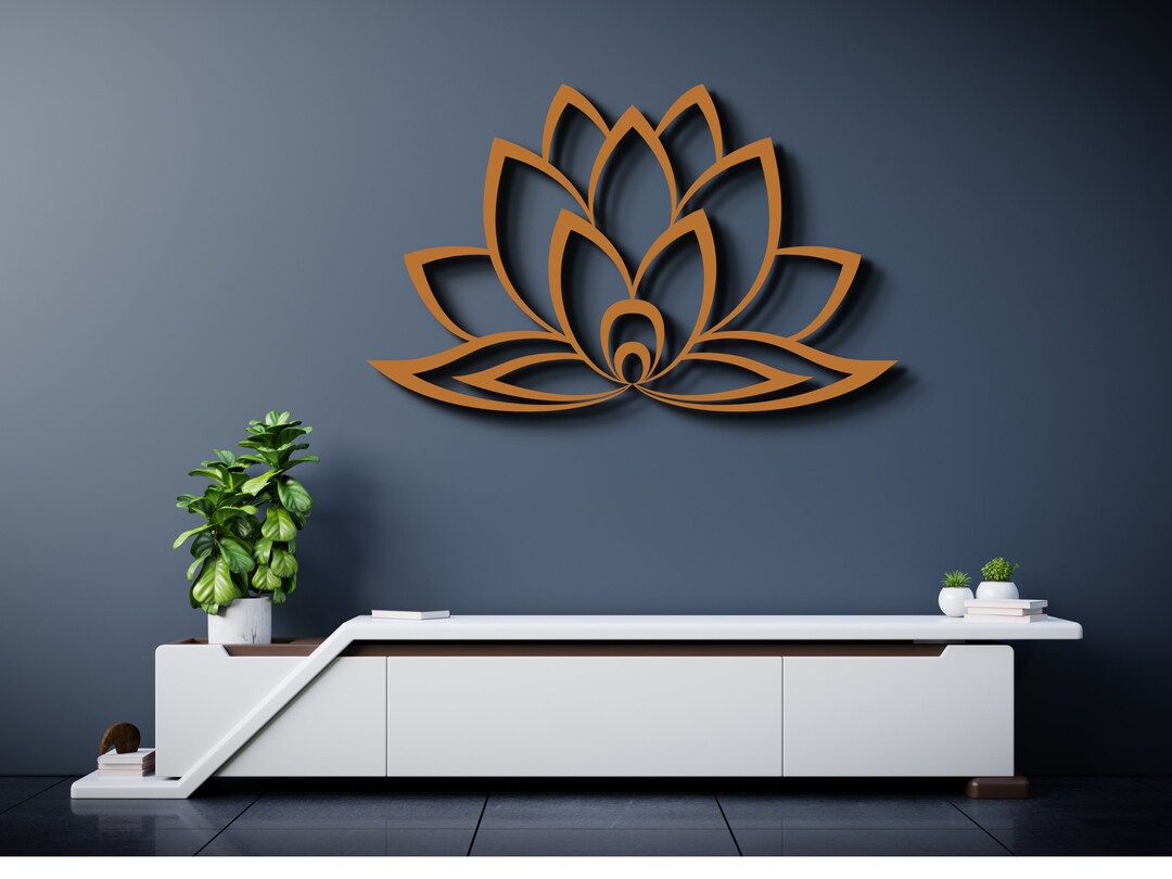 Lotus Flower Metal Wall Art Minimalist Black Metal Wall Art - Etsy