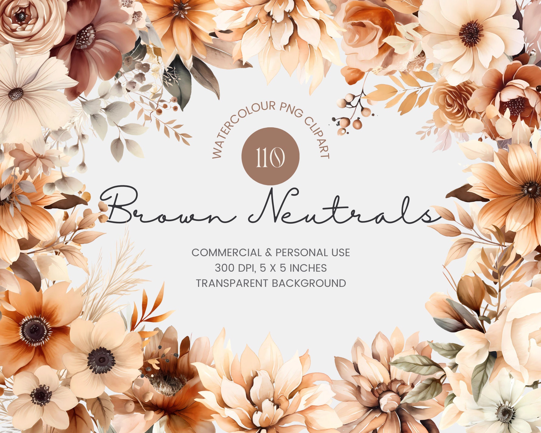 Brown Dual border Floral Design Natural Wood Picture holder - Dual