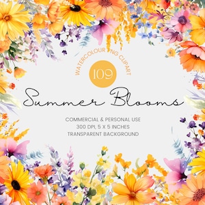 109 zomerbloemen PNG clipart seizoensgebonden clipart, aquarel bloemen clipart boeketten, premade clipart, commercieel gebruik, digitale clipart PNG
