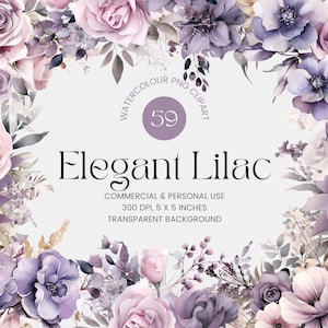 59 Flores Lilás Roxas PNG, Buquês de Clipart Floral Aquarela, Elementos, Clipart Pré-fabricado, Uso Comercial, Clipart Digital PNG - Flores