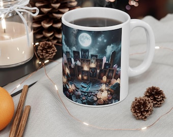 Tasse à café mystique en céramique avec cristal : verres bohème magique