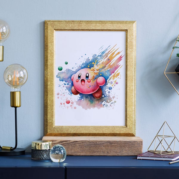 Kirby Watercolor Art ~ Printable Digital Download