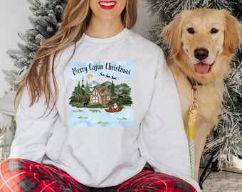 Merry Cajun Christmas Sweatshirt, Louisiana Bayou Holiday