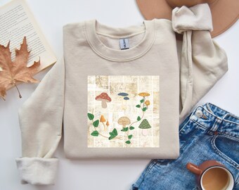 Mushroom Sweatshirt, Autumn Garden Pullover