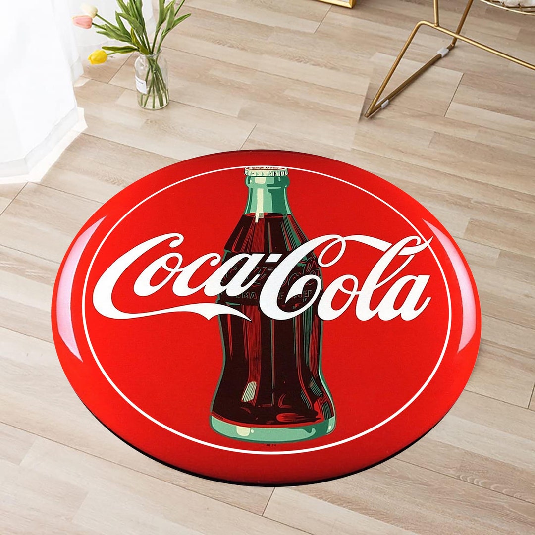 Coca Cola Rug Round Rug Round Carpet Coke Patterned Rug Etsy
