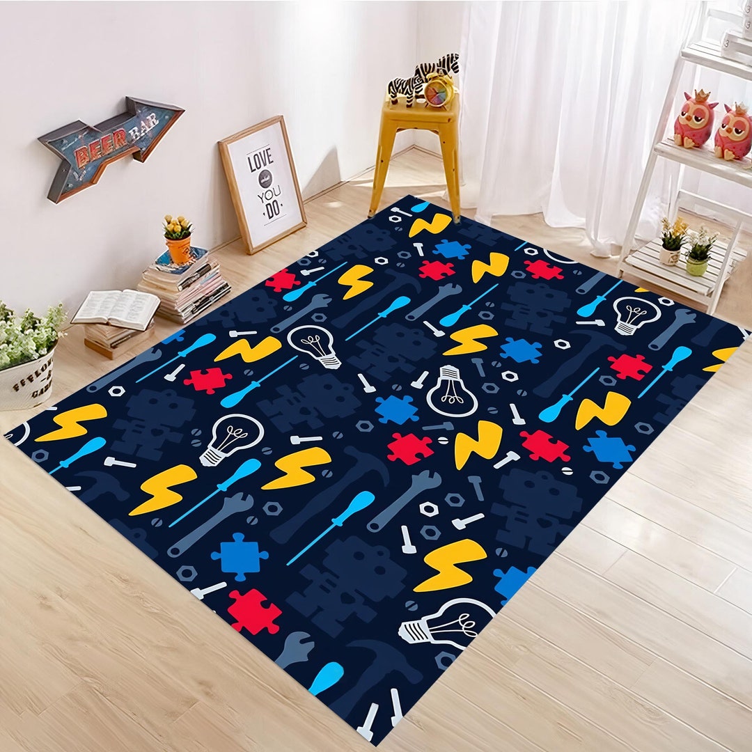 Kids Room Decor Blue Rugboys Room Rugchield Rug Rugs for - Etsy