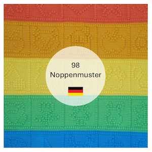 Noppenmuster - Motive, Buchstaben und Zahlen / Häkelanleitung für eine Motivdecke 75 x 100 cm
