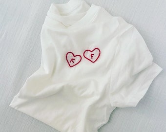 Women's Embroidered Heart Letter or Word T-Shirt