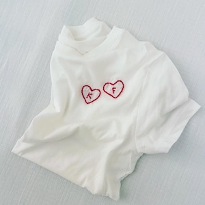 Women's Embroidered Heart Letter or Word T-Shirt