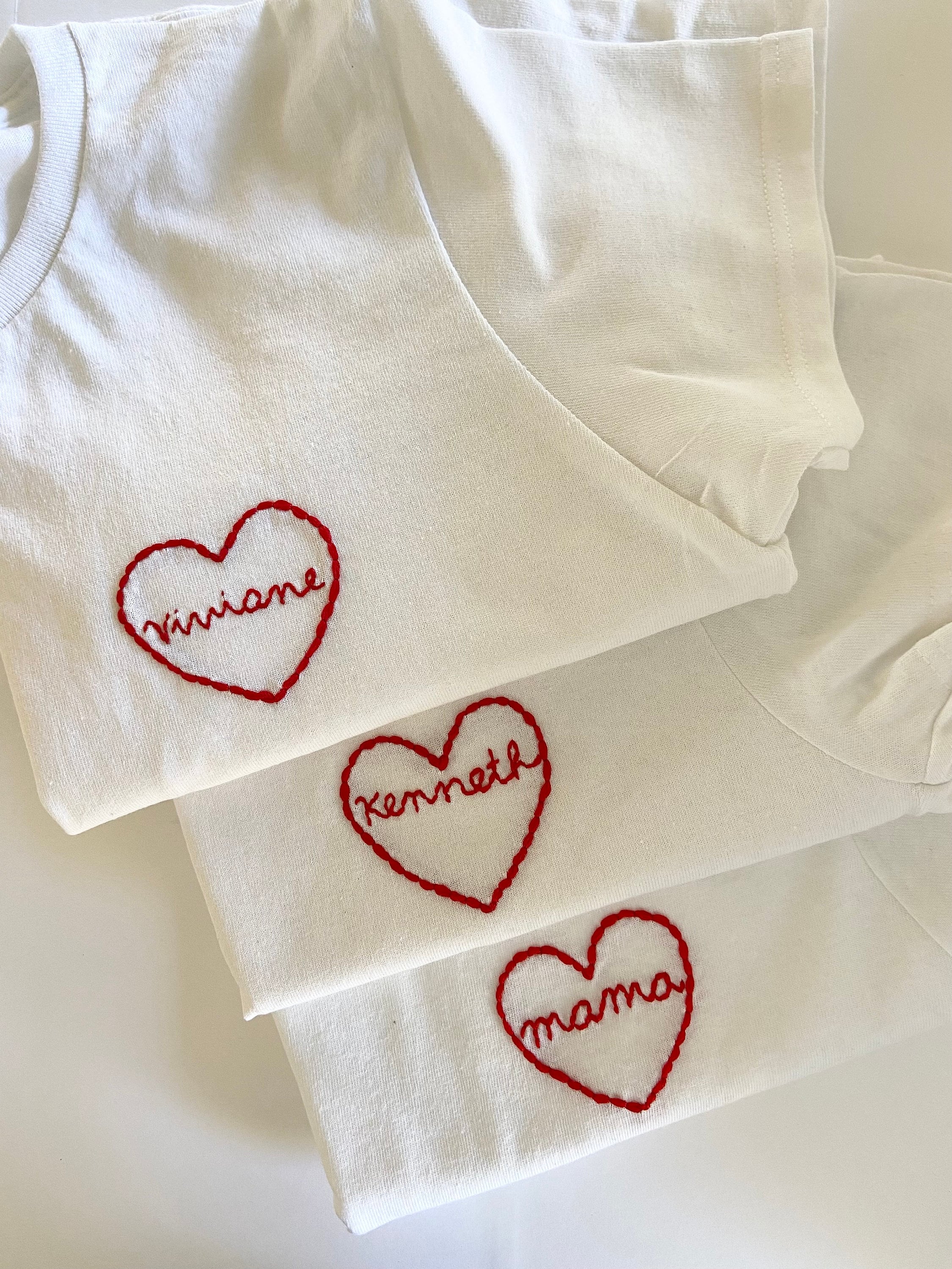 Women's Embroidered Heart Letter or Word T-shirt - Etsy