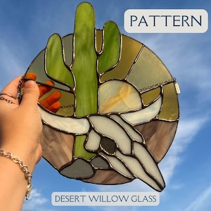 Saguaro Skull - Moderate Difficulty Stained Glass Pattern