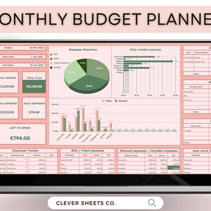 Monthly Budget Planner, Google Sheets Budget Template, Budget Tracker ...