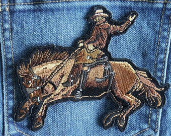 Cowboy Rider Patch for Riders, sew or iron on patches for jeans, jackets, and vests, Large and Small sizes available