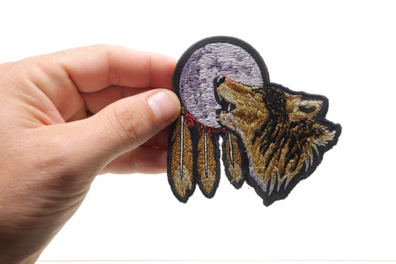 Howling Wolf Moon and Feathers Patch, Large Biker Back Patches for Leather  Vests