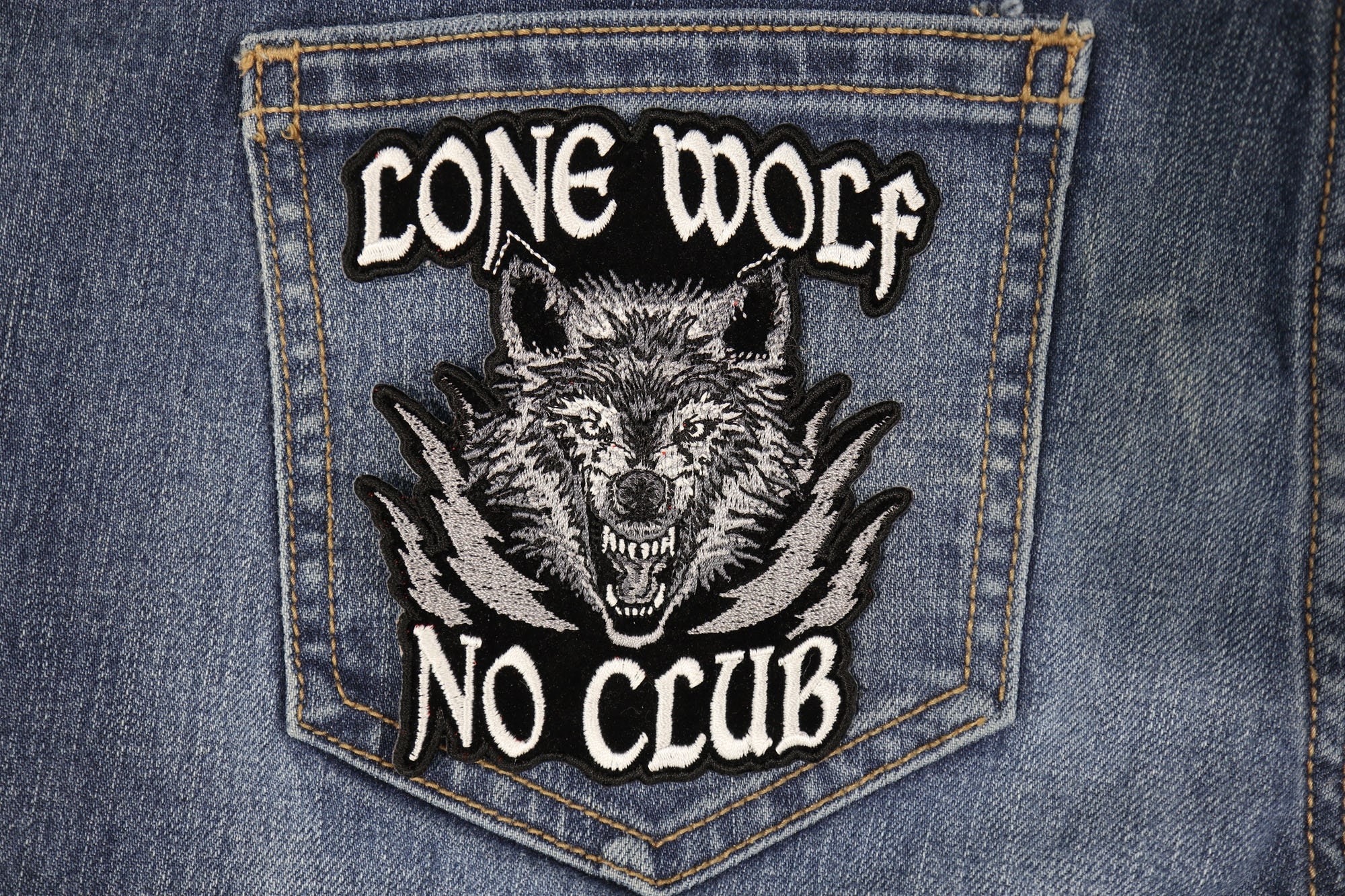 Wolf Biker Patch Large Wolf Embroidered Patch Iron-on Patch 