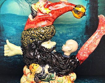 La Luna que Devoró la Navidad - Figura de Cerámica de Terror, Decoración de Halloween, Coleccionable Celestial