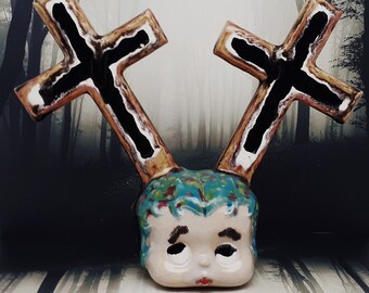 Figura de cerámica de Betty Boop hecha a mano: Arte oscuro, decoración Whimsigoth