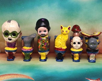 Flush Little Sinners, Flush - Original Handmade Ceramic Figurine Set Gothic Horror Preschool Decor