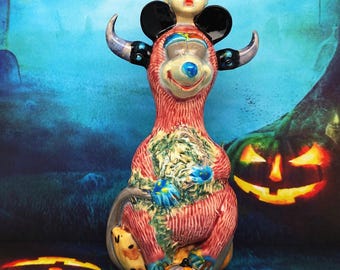 El Demonio de Whimsy Hollow - Figura de cerámica de terror de Halloween, criatura fantástica, canguro