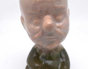 Handmade Ceramic Clown Figurine: Green Horror Halloween Decor