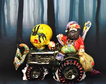 La Milla Roja Antes de Navidad - Figura de cerámica original hecha a mano, arte gótico de terror retorcido