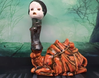 The Thirst That Outlived Time - Original Handmade Ceramic Figurine Gothic Horror Decor