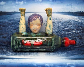 Feeding Time at the End of Innocence - Original Handmade Ceramic Figurine Gothic Horror Decor