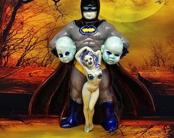La última indulgencia del Caballero Oscuro - Figura de cerámica original hecha a mano de Batman de terror gótico