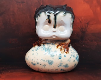 Handmade Betty Boop Ceramic Figurine: Dragon Egg, Halloween Decor