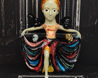 A Gown Full of Ghosts - Original Handmade Ceramic Figurine Gothic Horror Decor