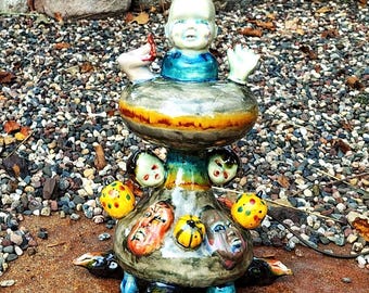 Sonata de la Luz Muerta - Base de lámpara de cerámica macabra: decoración gótica de Halloween, cabeza de muñeca vintage