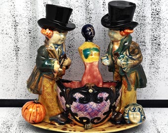 Etiquette for Watching a Ritual - Original Handmade Ceramic Figurine Victorian Horror Gothic Decor