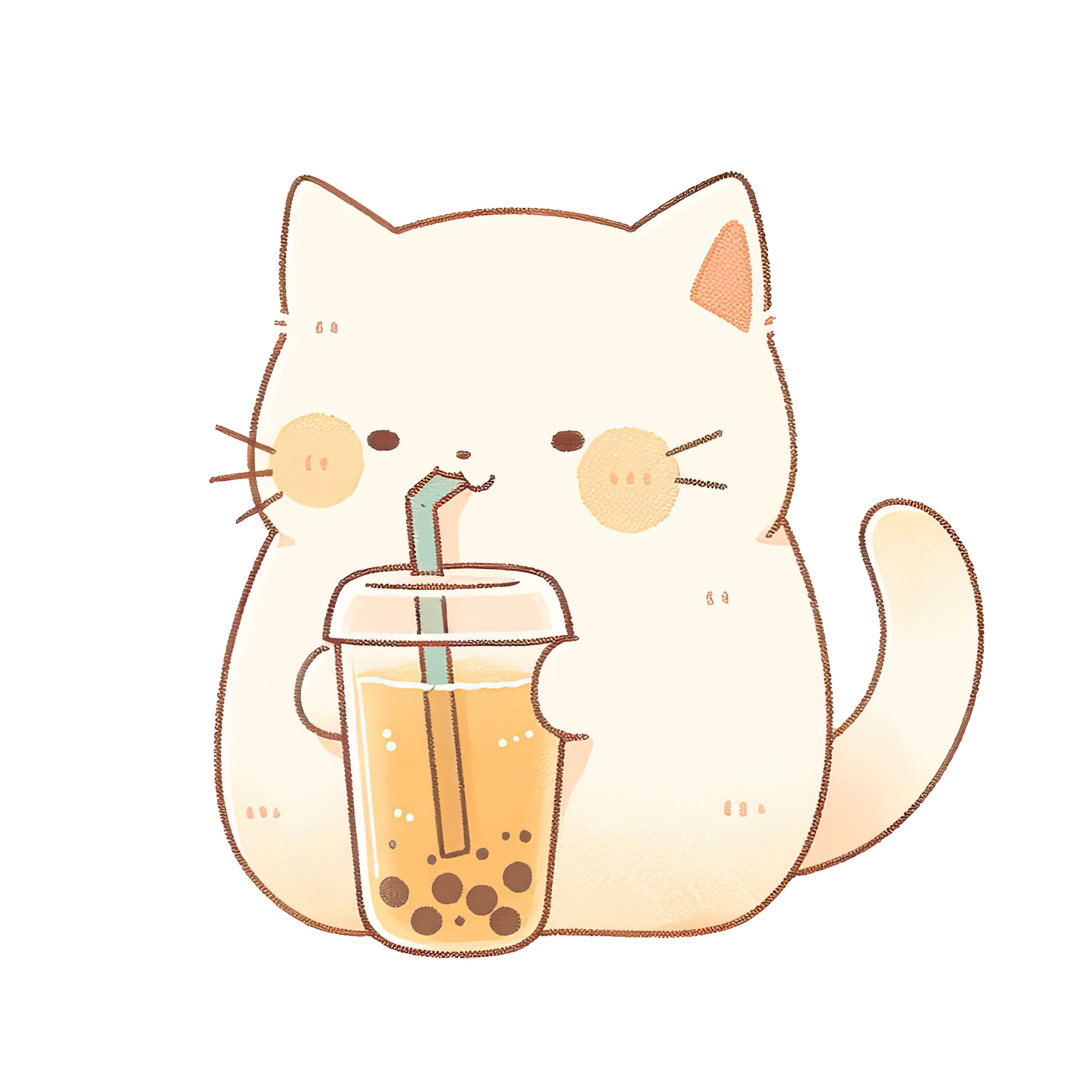 Kawaii Cat Drinks Bubble Tea Boba PNG CAT Png Print on Demand more