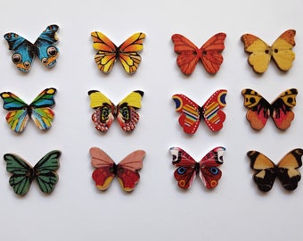 6 x Wooden Butterfly Buttons - 23 x 28cm