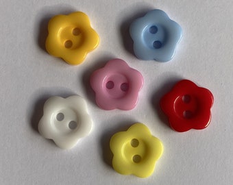 5 x 11mm Colourful Flower Resin Buttons