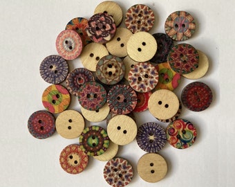 10 x 1.5cm Rustic Wooden Buttons