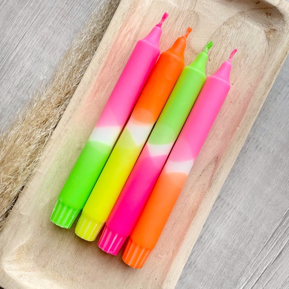Dip Dye Kerzen „neon“ freie Farbwahl | personalisiert Bunte Kerzen | getauchte Kerzen | Farbverlauf | Stabkerze