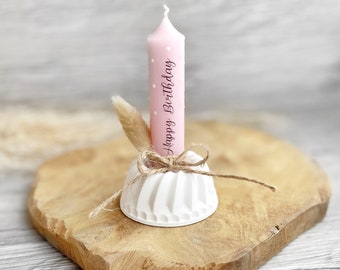 Pustekuchen Gugelhupf | Geburtstagskuchen mit Kerze | Gugelhupf weiß Deko | Deko für Geburtstagstisch | kleines Geschenk | Raysin |